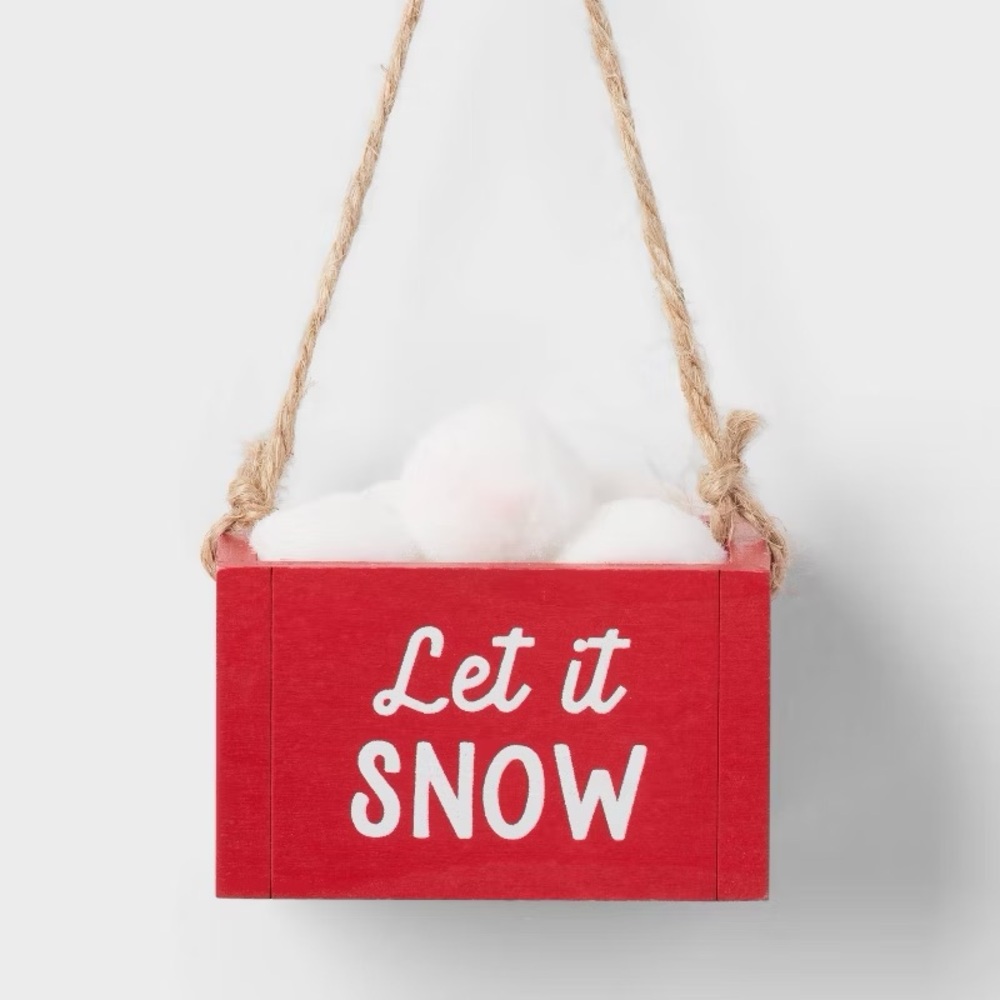 Let it Snow' Wooden Crate Christmas Tree Ornament nwt